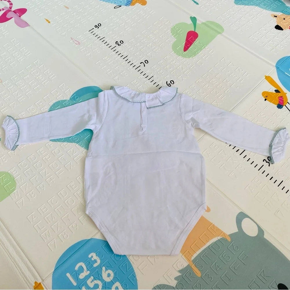 Pepa and company Delicate Frill Collar with Green Detailing Bodysuit 18 mo